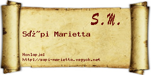 Sápi Marietta névjegykártya